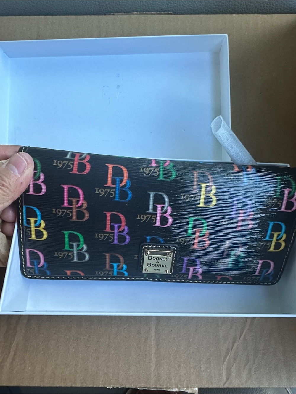 Dooney & Bourke Black Multicolor DB Logo Continental Wallet